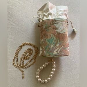 Floral Tapestry Drawstring Mini Bag